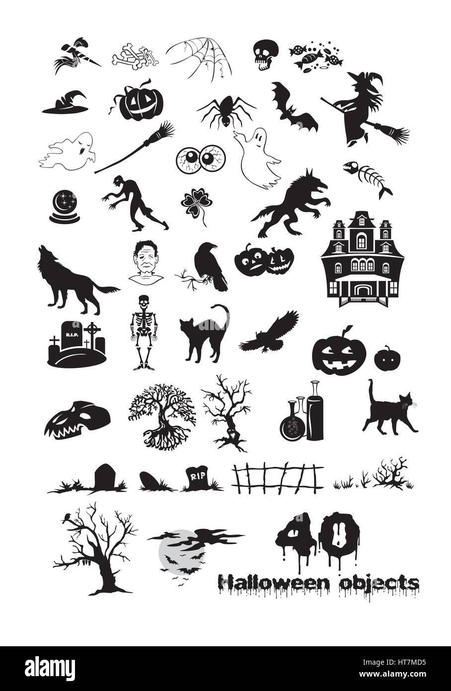 Set di icone : oggetti di Halloween Illustrazione Vettoriale