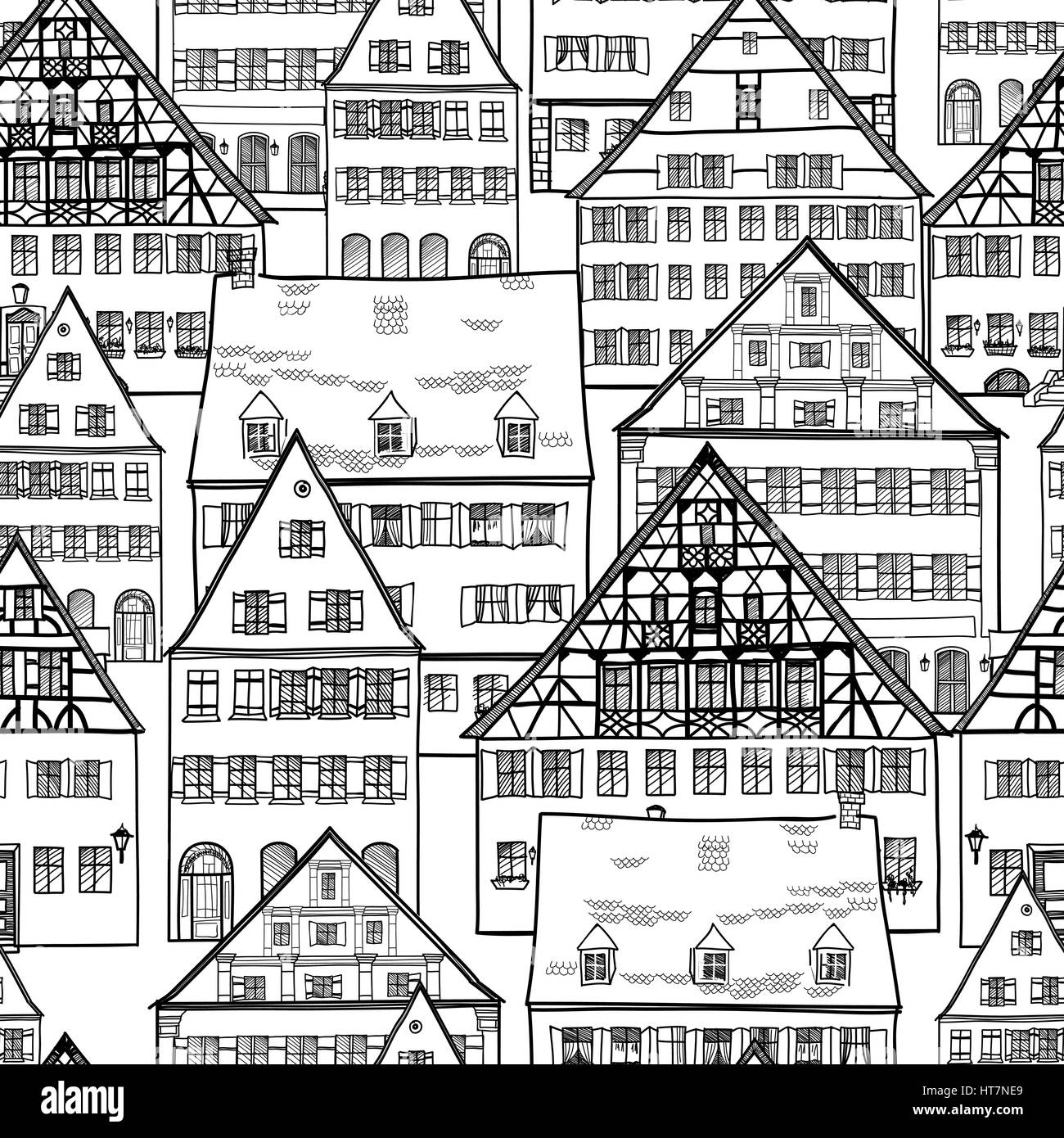 Città skyline panoramico vista. urbano edifici architettonici. cityscape sketch. Illustrazione Vettoriale