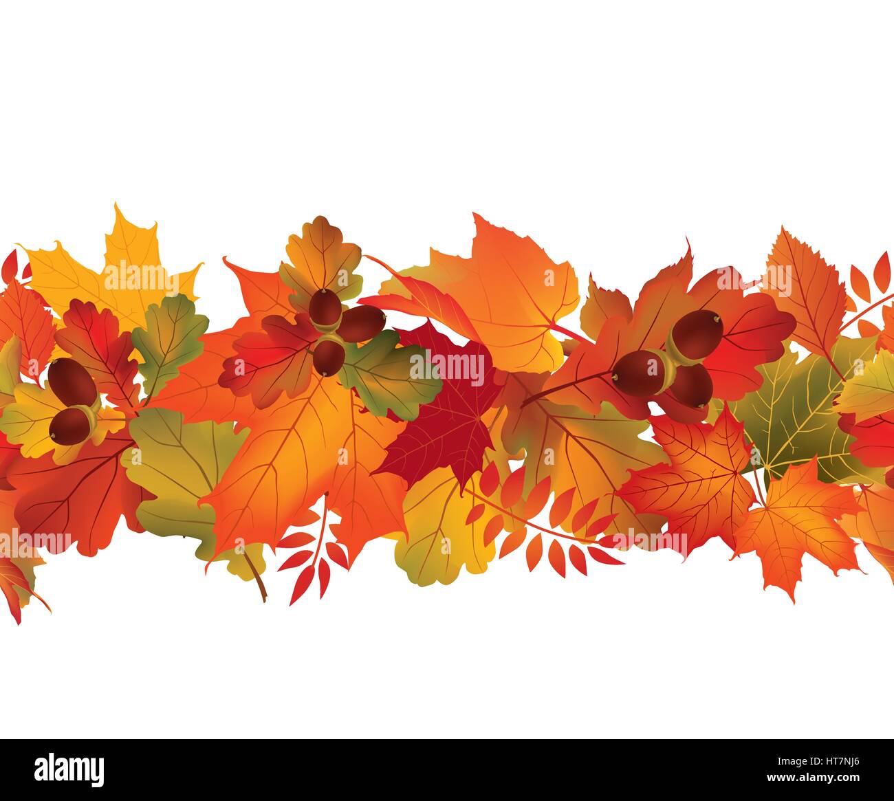 Caduta confine senza giunture Foglie di autunno sfondo flora stagione decor Illustrazione Vettoriale