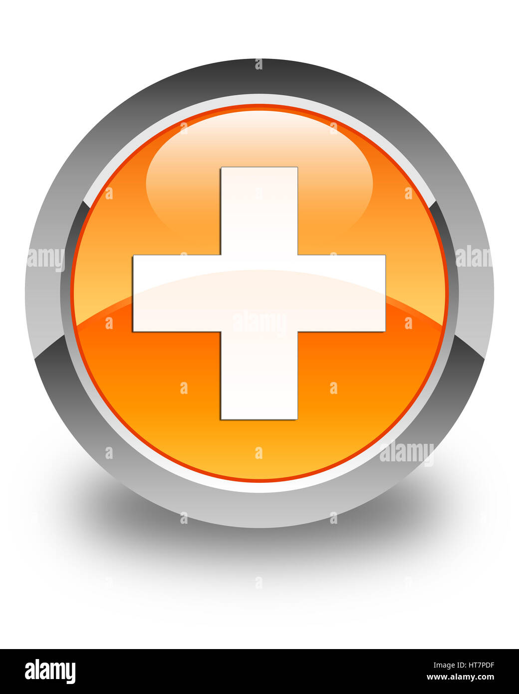 Icona più isolate su arancio lucido pulsante rotondo illustrazione astratta Foto Stock