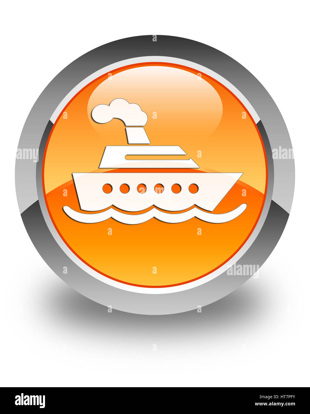 La nave di crociera icona isolate su arancio lucido pulsante rotondo illustrazione astratta Foto Stock