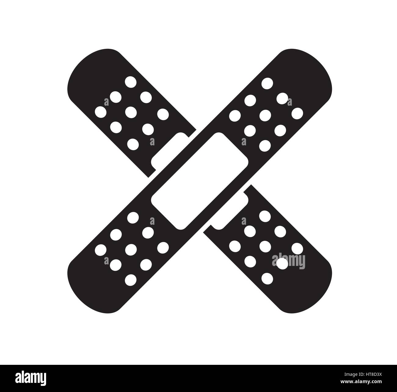 Bianco e nero bende medicali icona isolato di vettore sfondo bianco. Icone di medici. Illustrazione Vettoriale