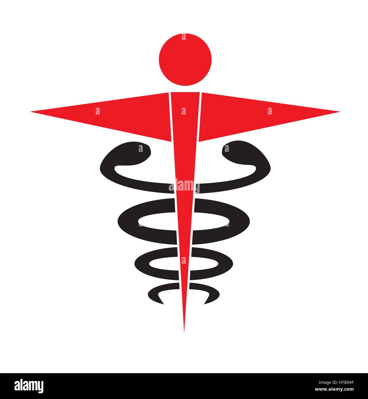 Caduceo medico icona simbolo vettore isolato sullo sfondo bianco. Icone di medici. Illustrazione Vettoriale
