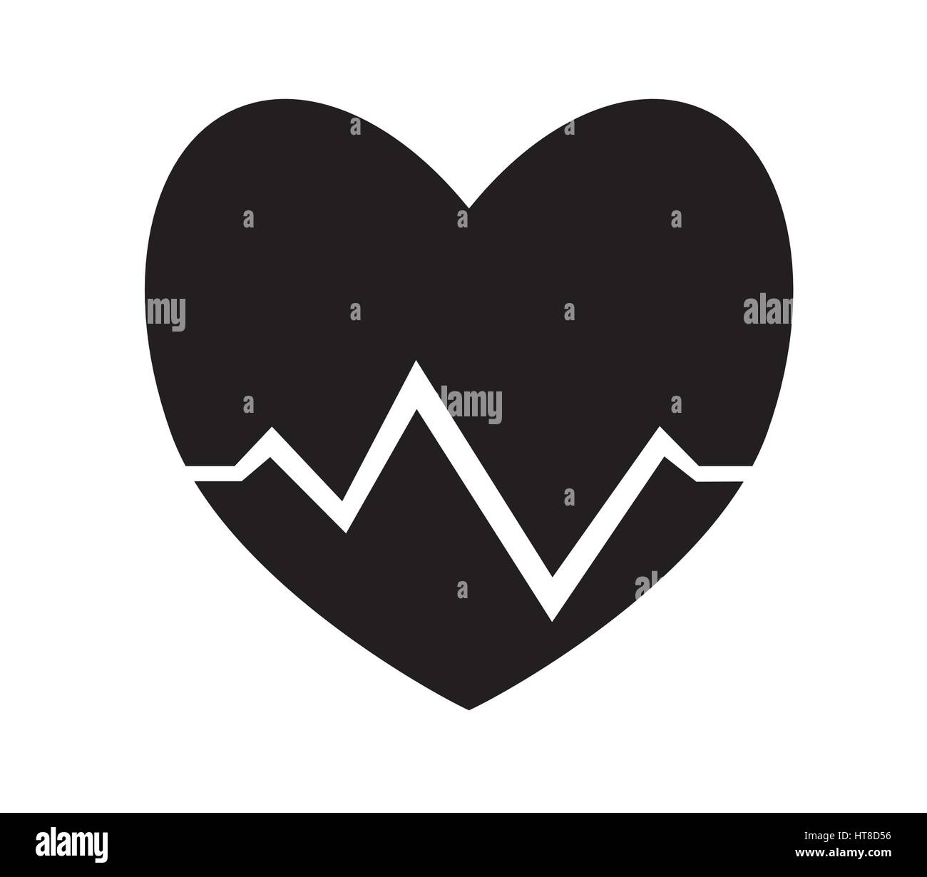 In bianco e nero di impulso del cuore, icona heartbeat vettore isolato sullo sfondo bianco. Icone di medici. Illustrazione Vettoriale