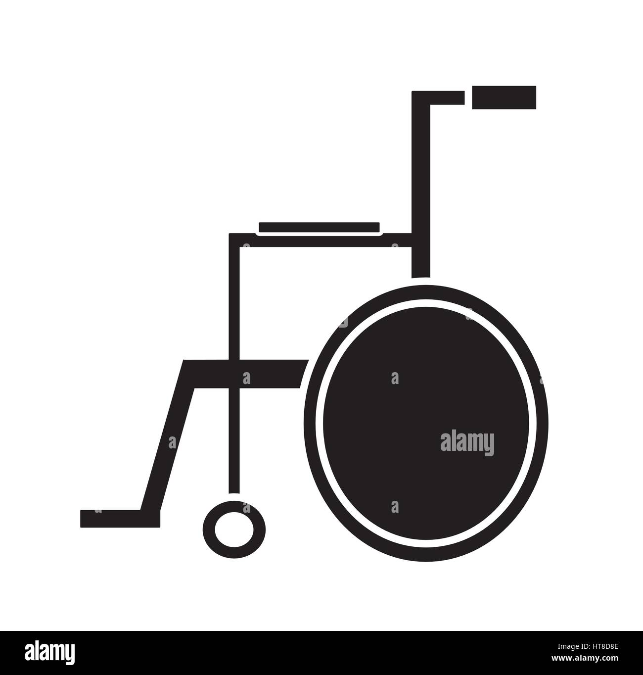 Bianco e nero sedia a rotelle medico vettore icona isolato in uno sfondo bianco. Icone mediche. handicap sedia sedia a rotelle della ruota illustrazione vettori eps Illustrazione Vettoriale