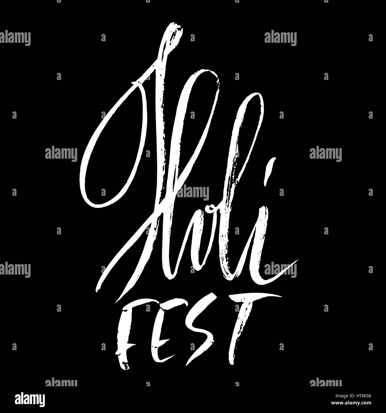 Illustrazione Vettoriale. Disegnato a mano lettering spazzola di Holi Fest. Grunge iscrizione di inchiostro. Illustrazione Vettoriale