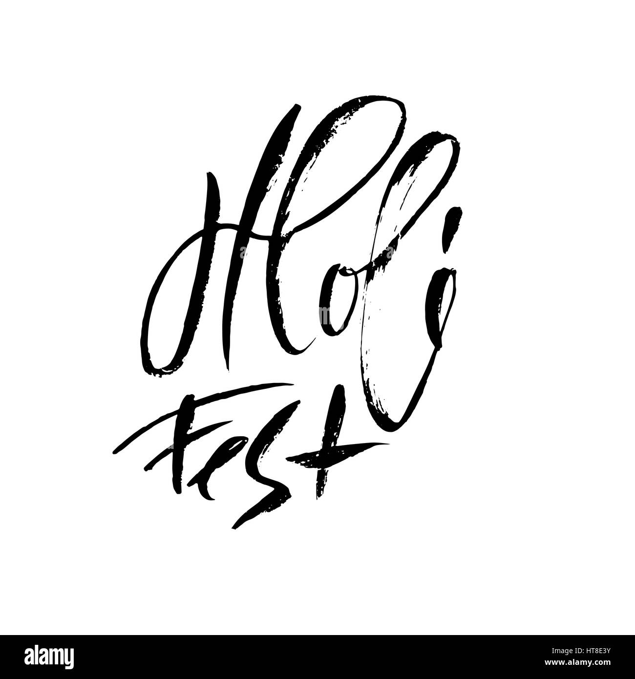 Illustrazione Vettoriale. Disegnato a mano lettering spazzola di Holi Fest. Grunge iscrizione di inchiostro. Illustrazione Vettoriale