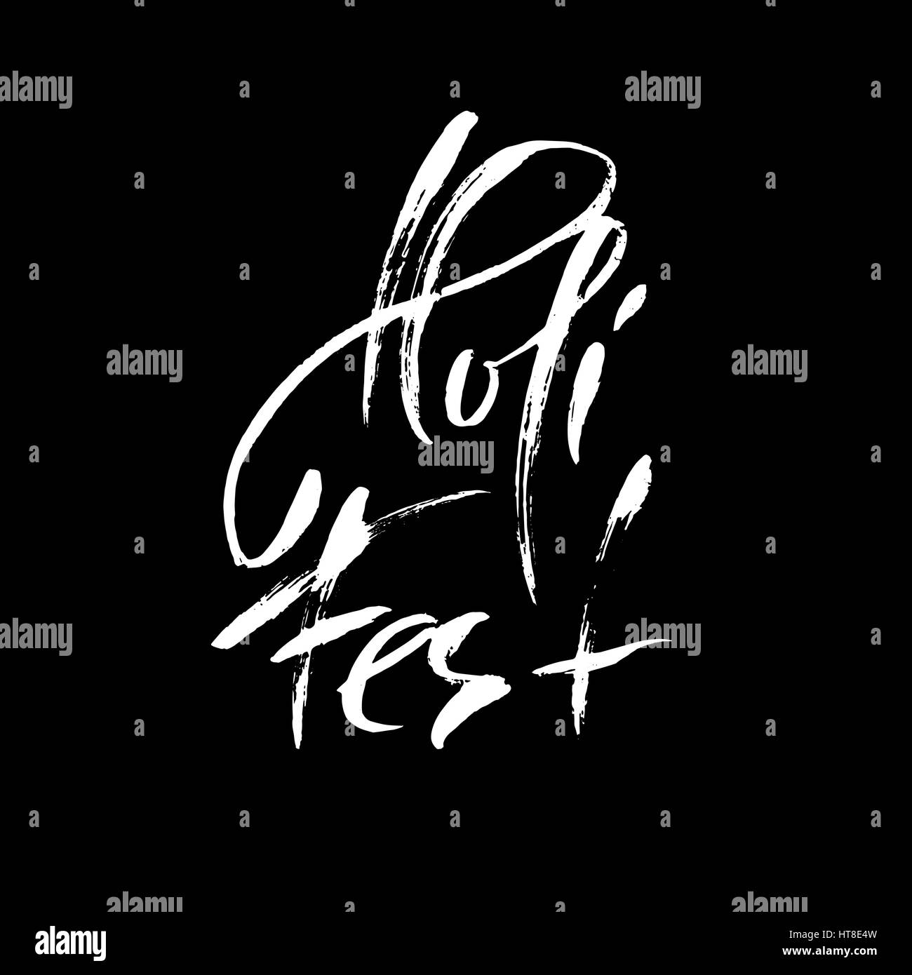 Illustrazione Vettoriale. Disegnato a mano lettering spazzola di Holi Fest. Grunge iscrizione di inchiostro. Illustrazione Vettoriale