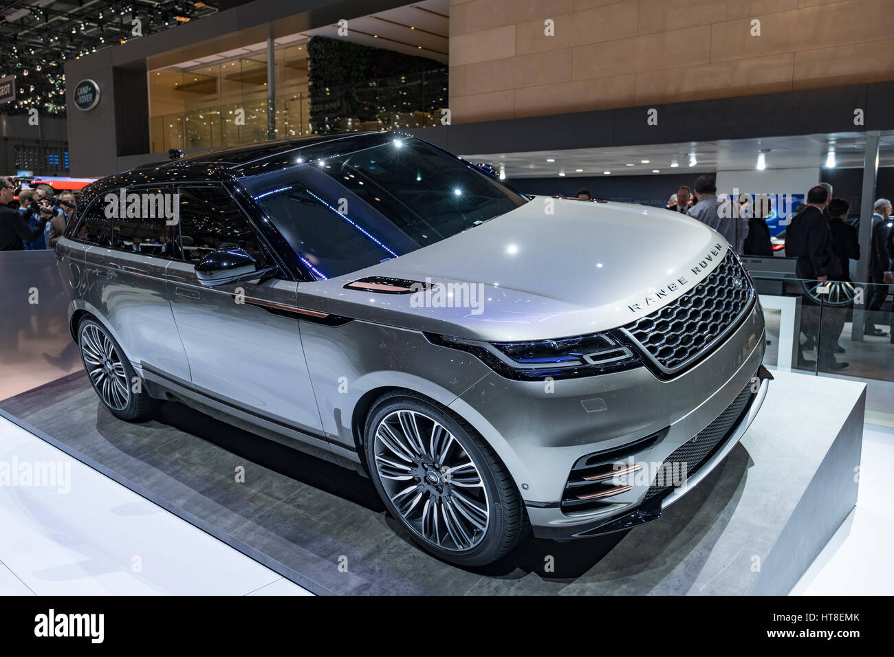 Nuovo Land Rover Velar SUV di lusso per il giorno del lancio a Ginevra International Motor Show 2017 Foto Stock