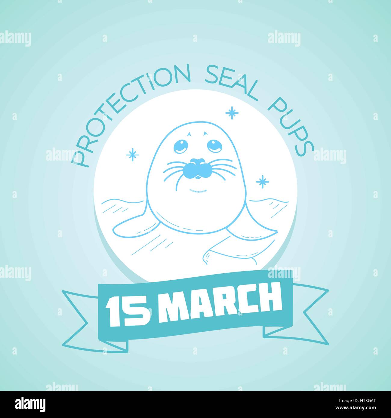 Calendario per ciascun giorno di marzo 15. Biglietto di auguri. Holiday - Protezione cuccioli di foca. Icona di stile lineare Illustrazione Vettoriale
