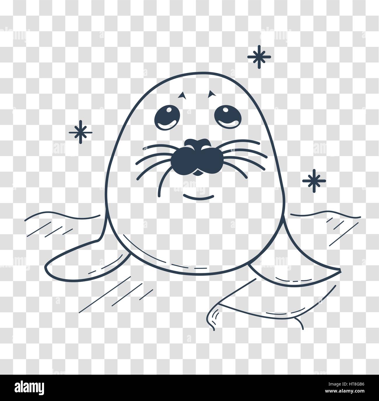 Protezione icona di cuccioli di foca. Icona di stile lineare Illustrazione Vettoriale