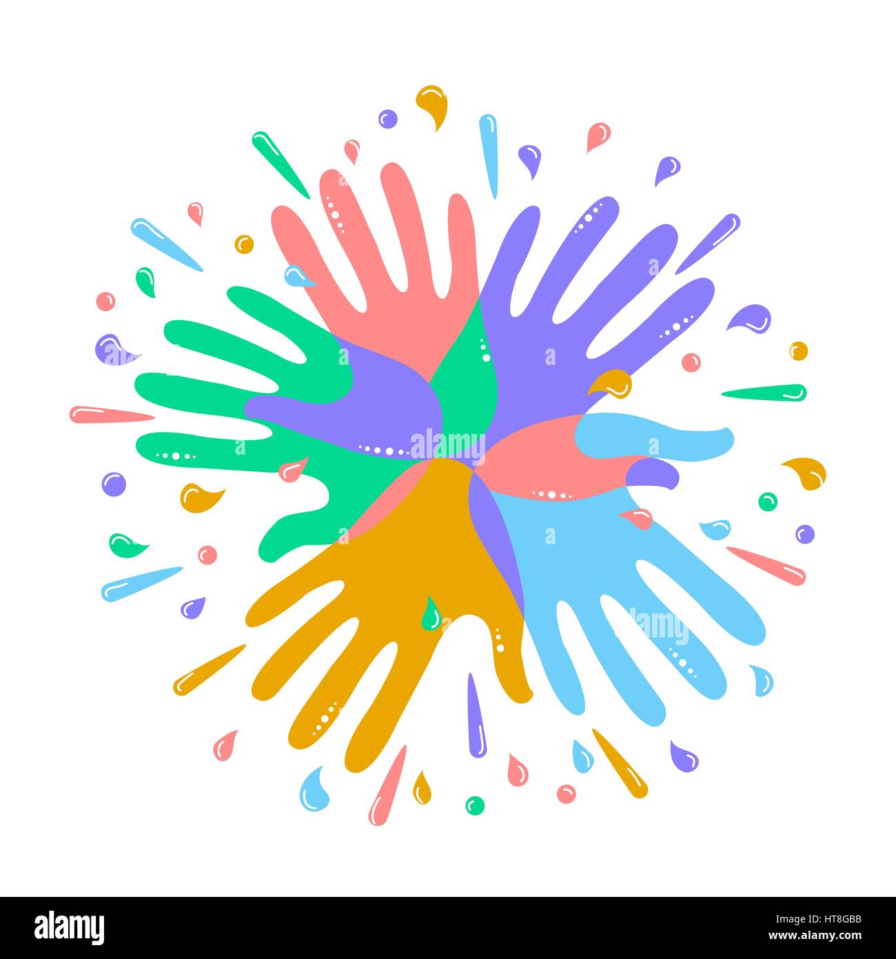 Icona sul santo festa, sotto forma di mani colorate e schizzi. Illustrazione Vettoriale