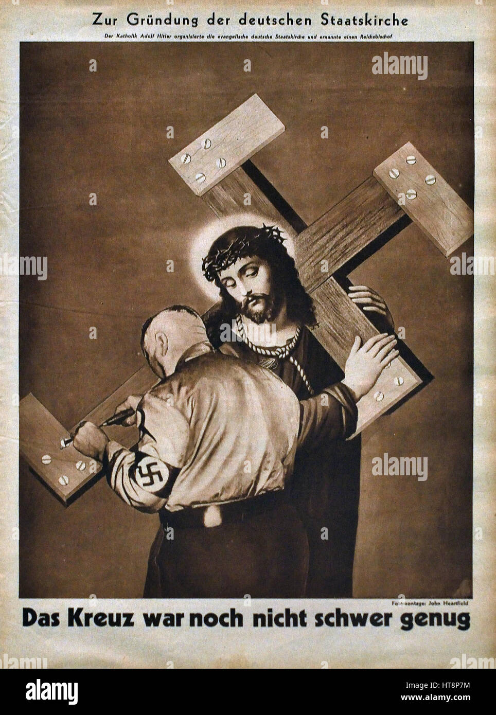 Das Kreuz war noch Nicht schwer genug - La croce non era ancora abbastanza pesante ( Gesù Cristo ) Adolf Hitler - La Germania Nazista Berlino Seconda guerra mondiale Foto Stock