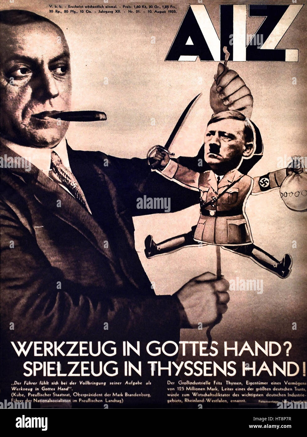 Adolf Hitler - Germania Nazista ( Werkzeug in Gottes spielzeug mano nella mano Thyssens - strumento nelle mani di Dio giocattolo in Thyssen A.I.Z. mano sull'Alleanza delle società Thyssen con NSDAP ) nazista di Berlino Foto Stock