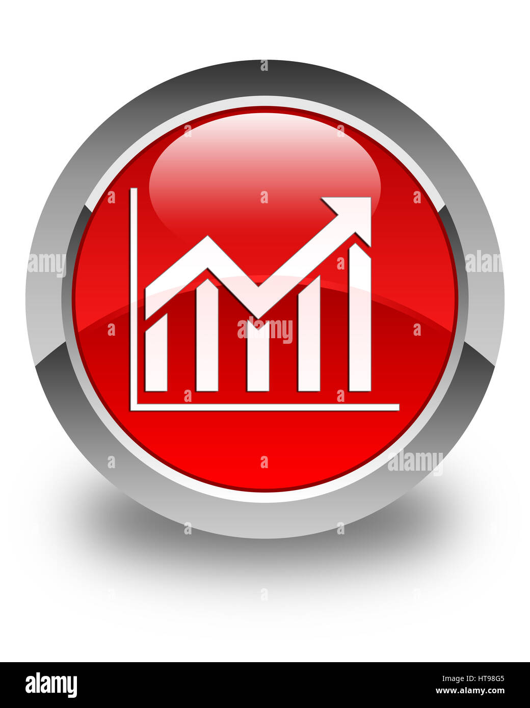 Icona statistiche isolato sul rosso lucido pulsante rotondo illustrazione astratta Foto Stock