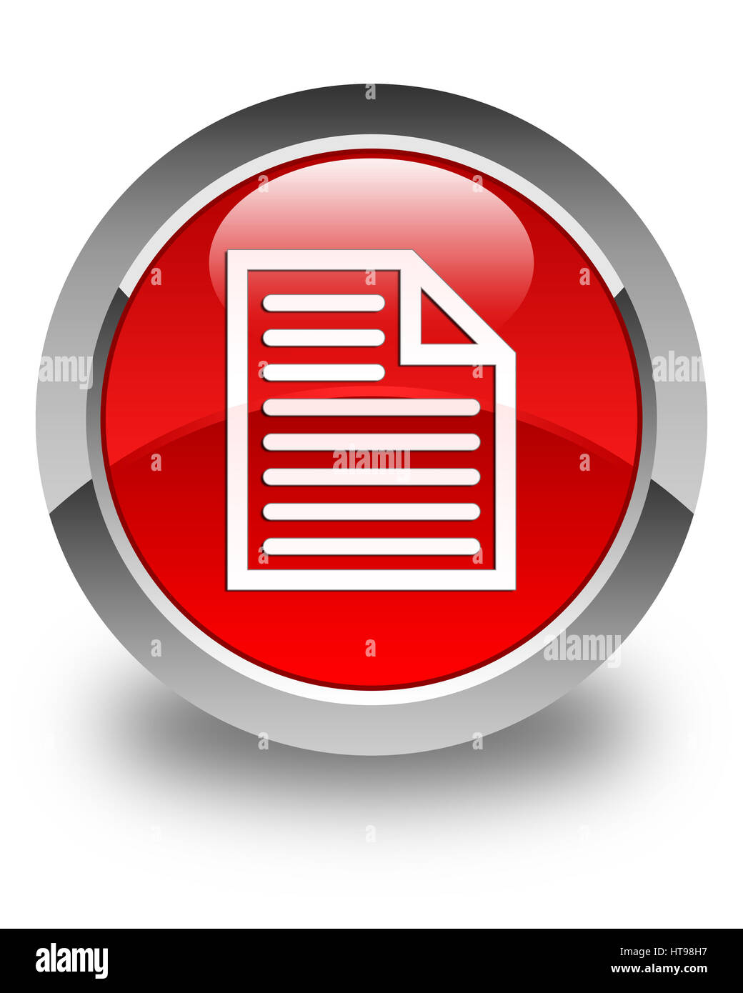 Documento icona pagina isolato sul rosso lucido pulsante rotondo illustrazione astratta Foto Stock