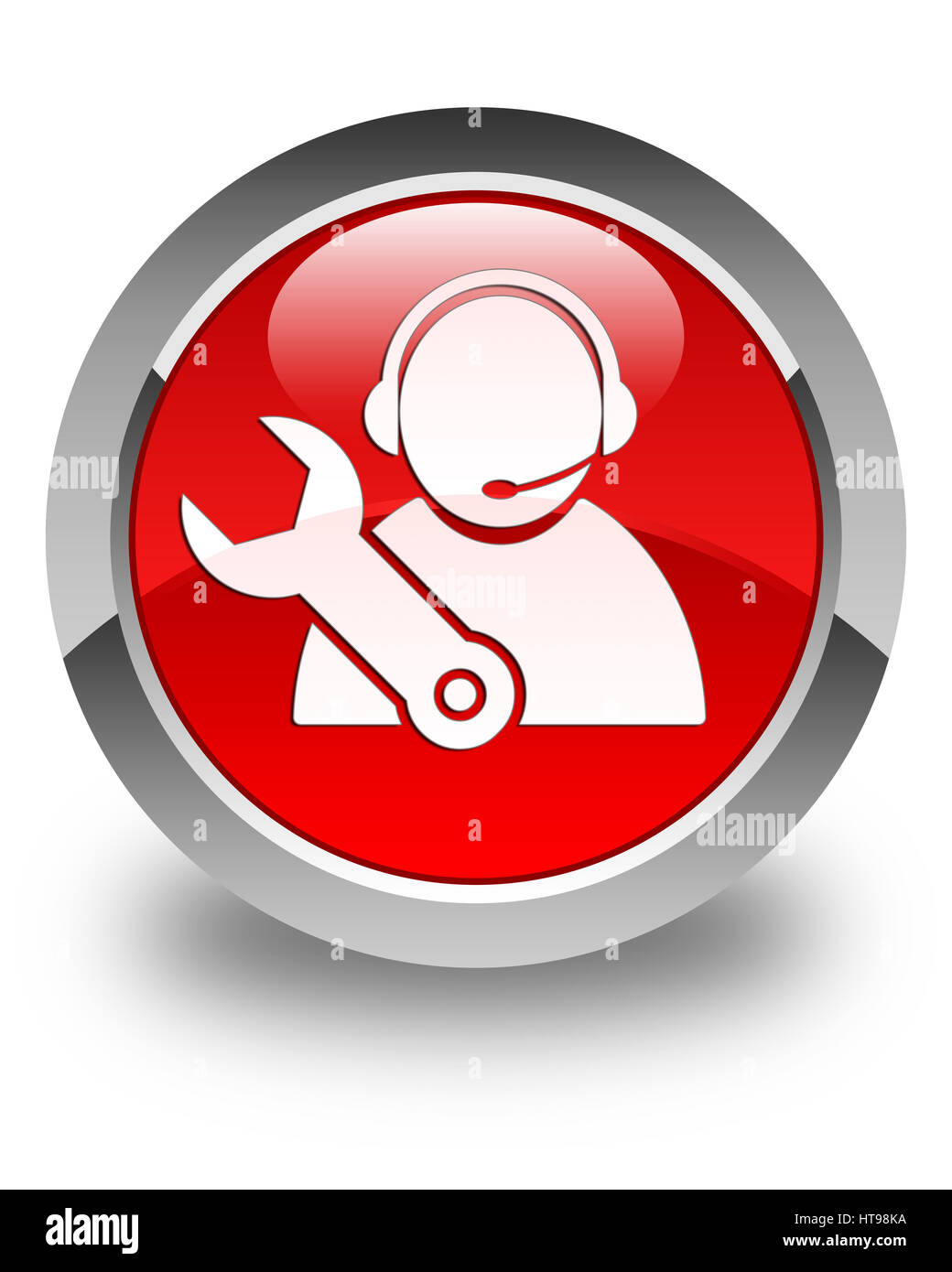 Tech icona supporto isolato sul rosso lucido pulsante rotondo illustrazione astratta Foto Stock