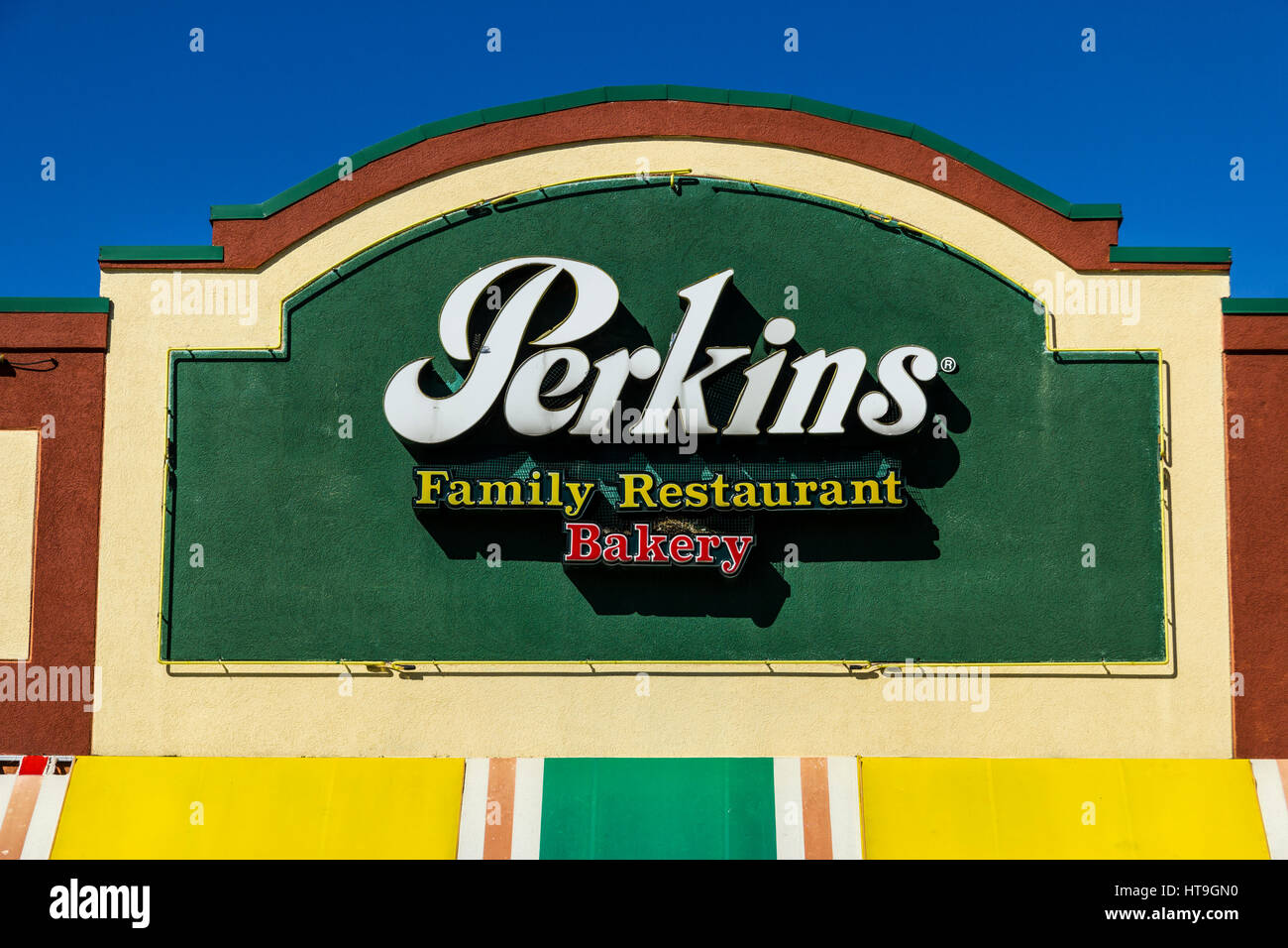 Muncie - Circa nel marzo 2017: Perkins Ristorante a conduzione familiare e la posizione di panetteria. Perkins e Marie Callender sono suor ristoranti mi Foto Stock