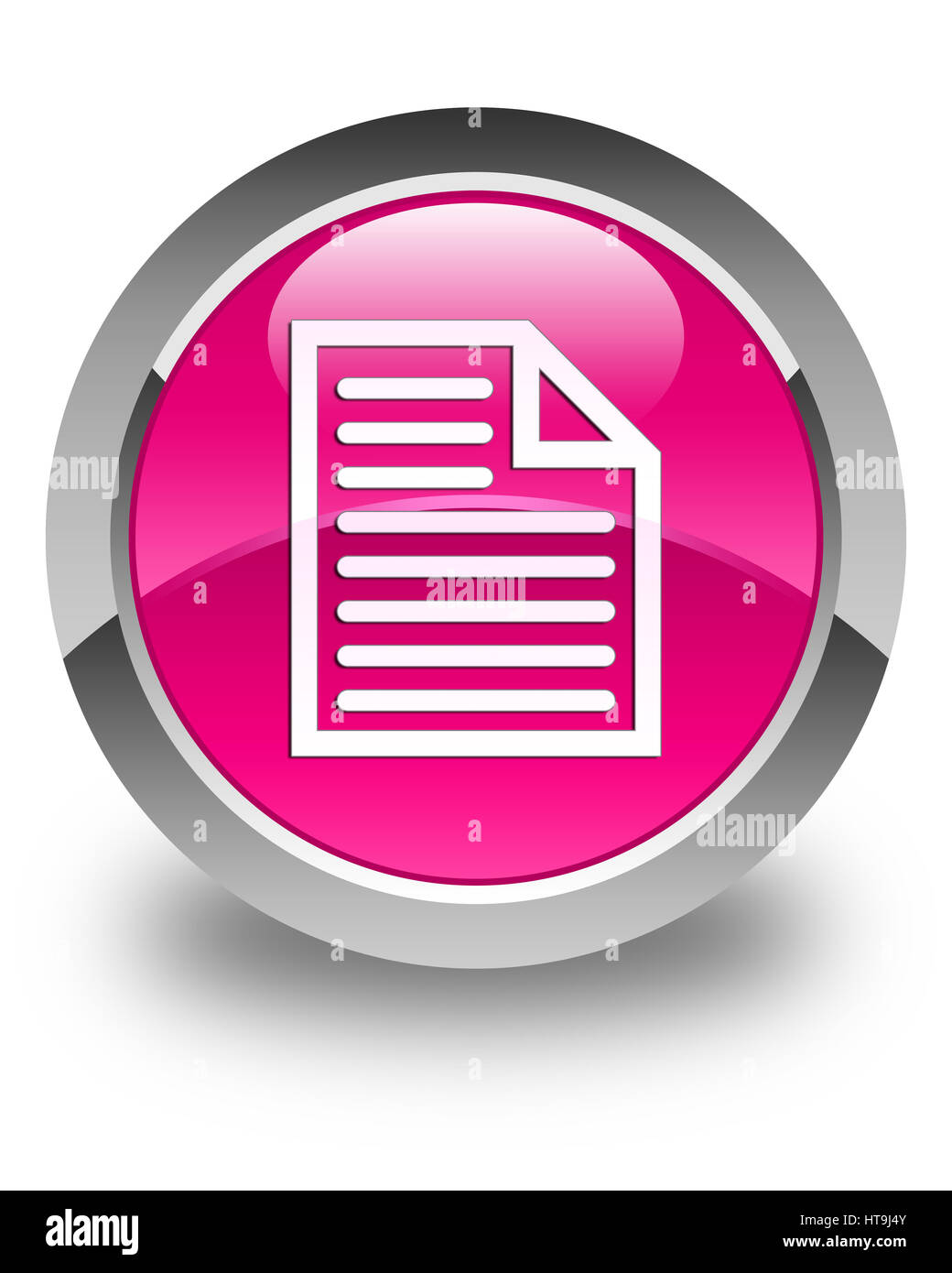 Documento icona pagina isolati su carta lucida rosa pulsante rotondo illustrazione astratta Foto Stock