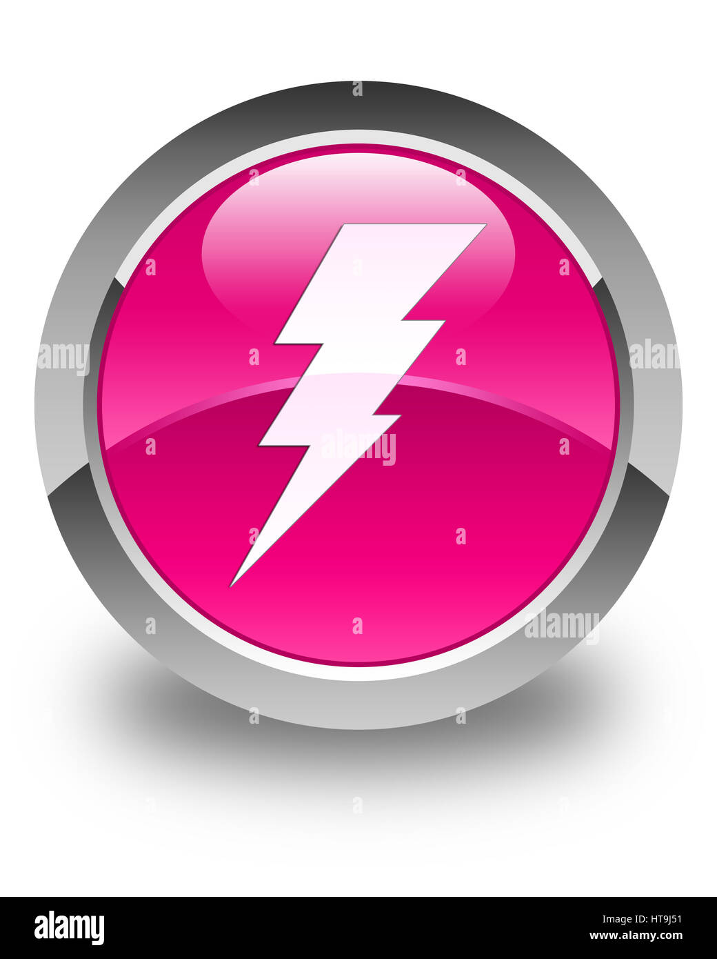 Icona di elettricità isolate su carta lucida rosa pulsante rotondo illustrazione astratta Foto Stock