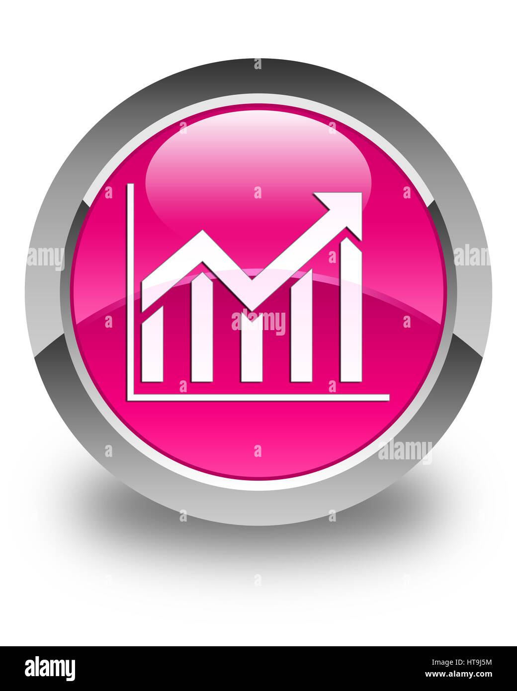 Icona statistiche isolati su carta lucida rosa pulsante rotondo illustrazione astratta Foto Stock