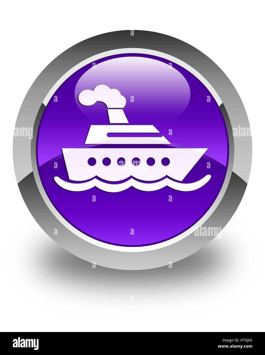 La nave di crociera icona isolati su carta lucida viola pulsante rotondo illustrazione astratta Foto Stock