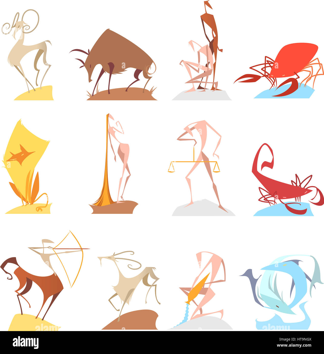 Dynamic zodiac simboli icona Foto Stock