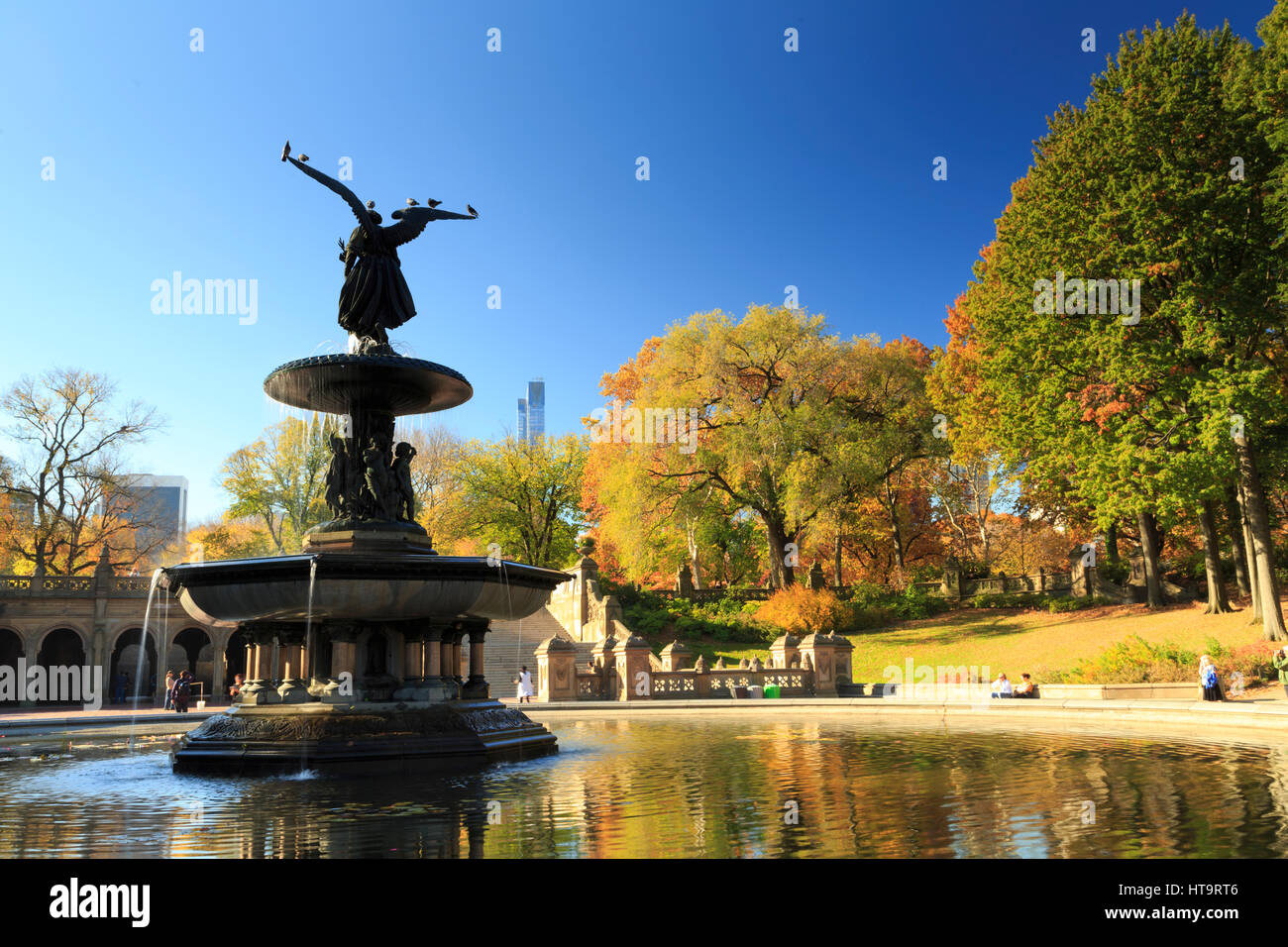 Stati Uniti d'America, New York City, Manhattan, Central Park, Bethesda Fontana Foto Stock