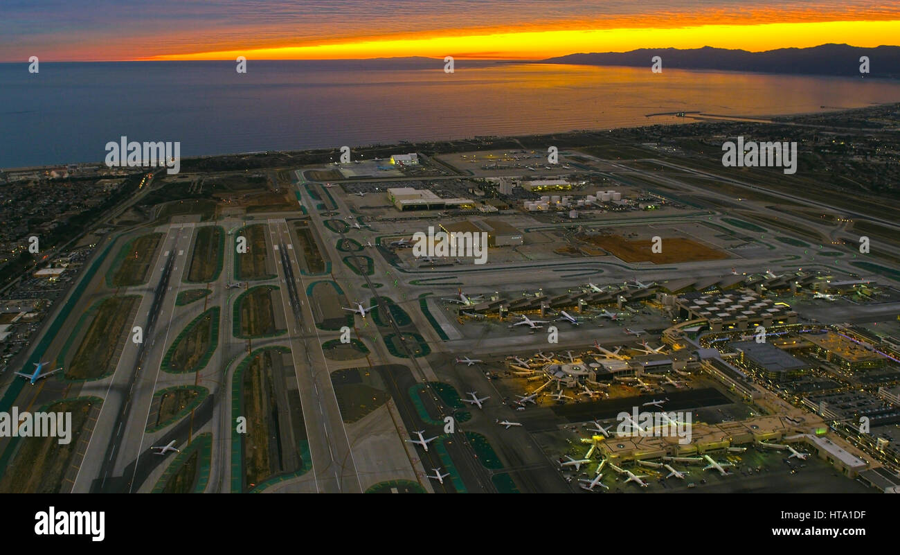Vista aerea di LAX, Los Angeles International Airport Foto Stock