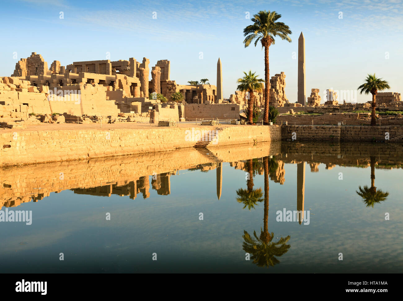 Lago sacro, Tempio di Karnak Luxor Egitto Foto Stock