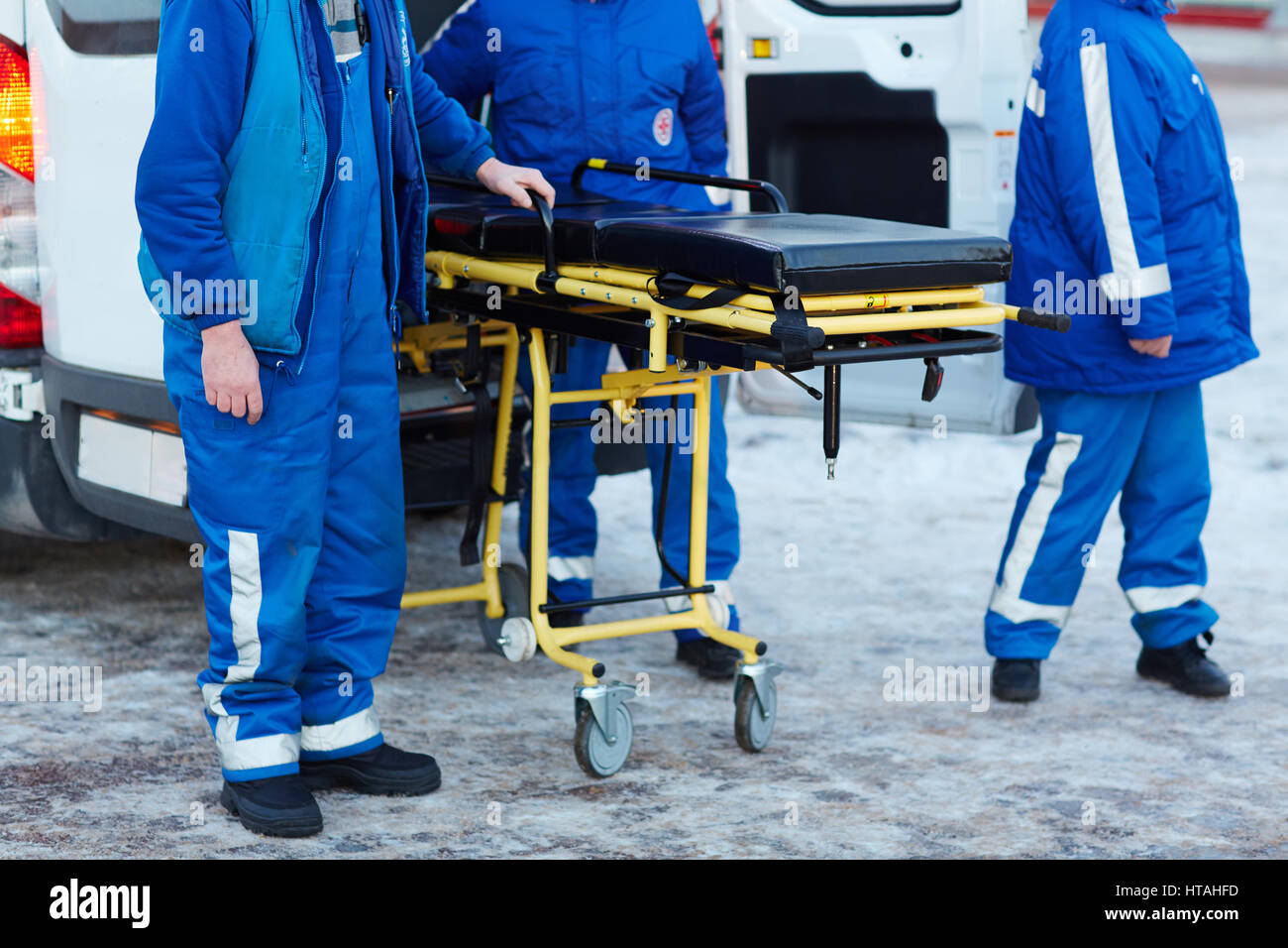 Emergency ambulanza con barella Foto Stock