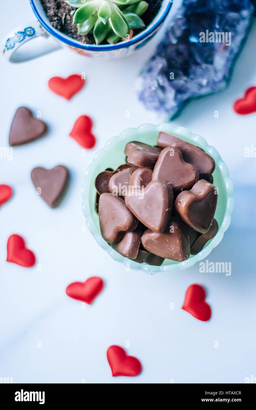 Cioccolato artigianale cuori per il giorno di San Valentino Foto Stock