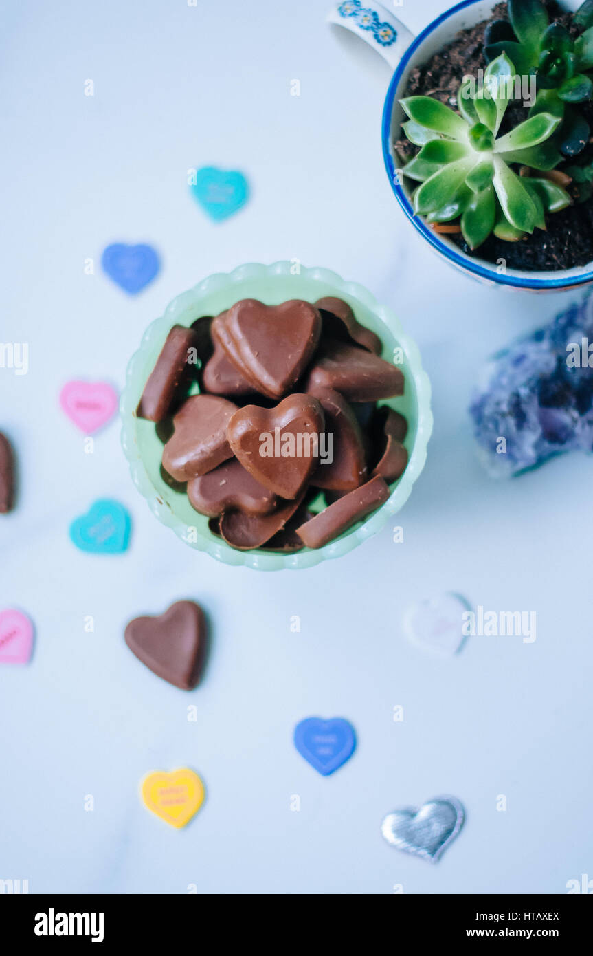 Cioccolato artigianale cuori per il giorno di San Valentino Foto Stock