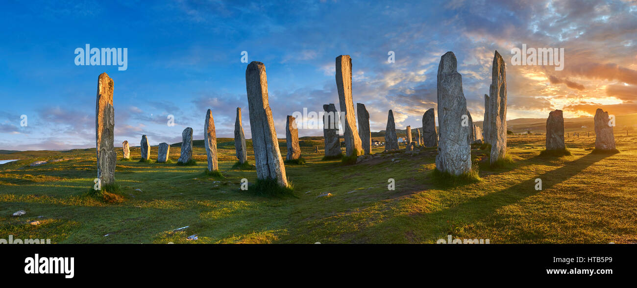 Permanente megalitici di pietre di Callanish sull'isola di Lewis in Scozia Foto Stock