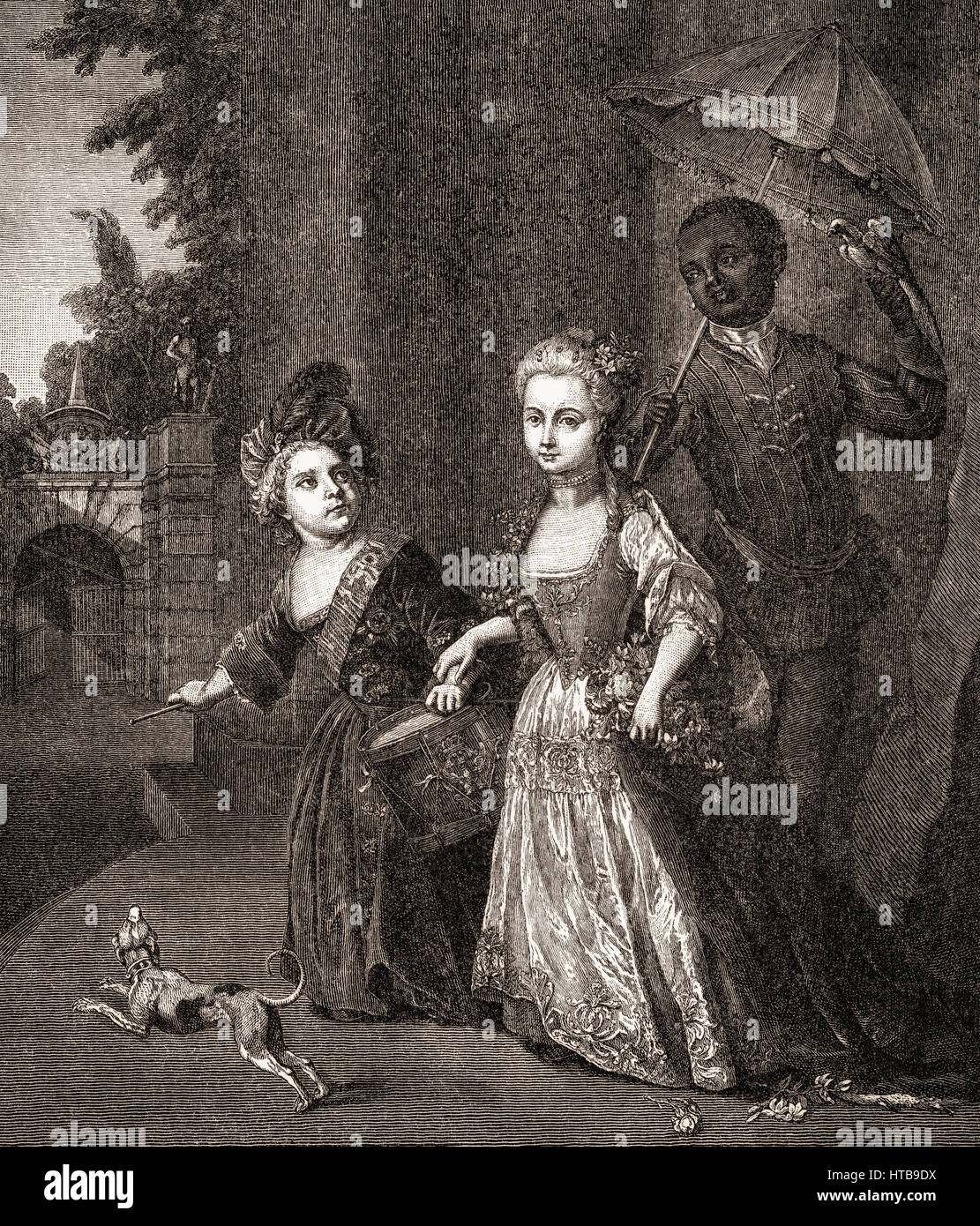 Giovane Principe Ereditario Federico e il suo preferito sorella Wilhelmina, 1716, Federico il Grande o di Federico II di Svevia Foto Stock