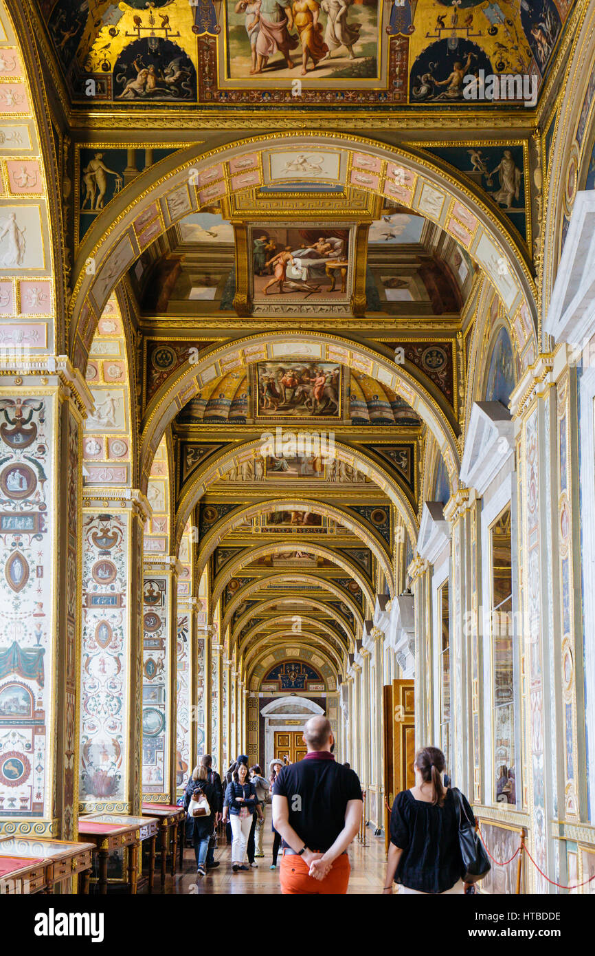 Le Logge di Raffaello allo stato Museo Hermitage. Le Logge di Raffaello sono la copia esatta della Galleria del Palazzo Papale nella Città del Vaticano. Foto Stock