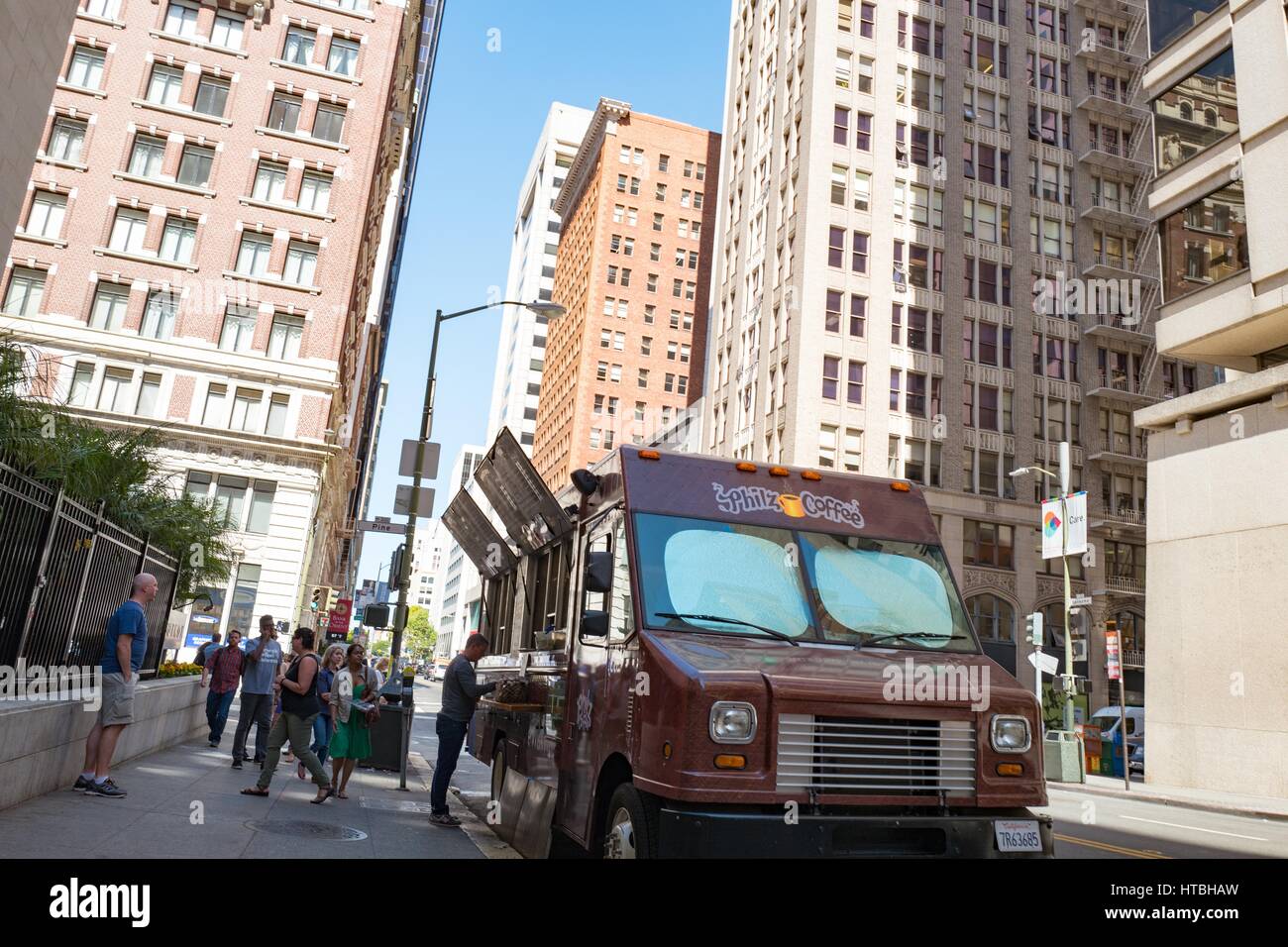 Caffè Philz carrello alimentari nel quartiere finanziario quartiere di San Francisco, California, 26 settembre 2016. Foto Stock