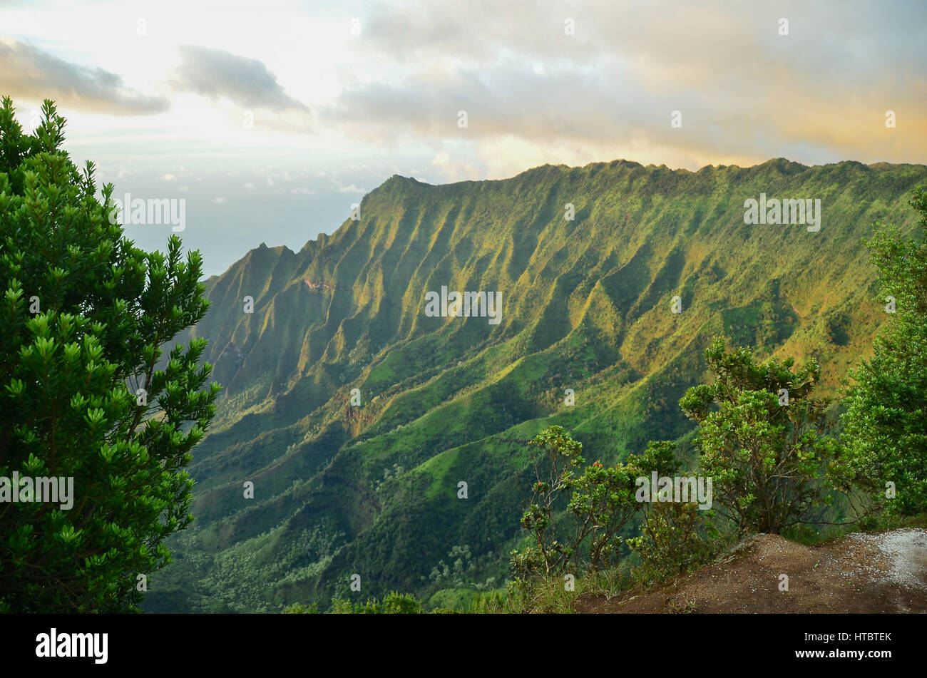 Scogliere NaPali in Kauai, Hawaii, nel tardo pomeriggio. Foto Stock