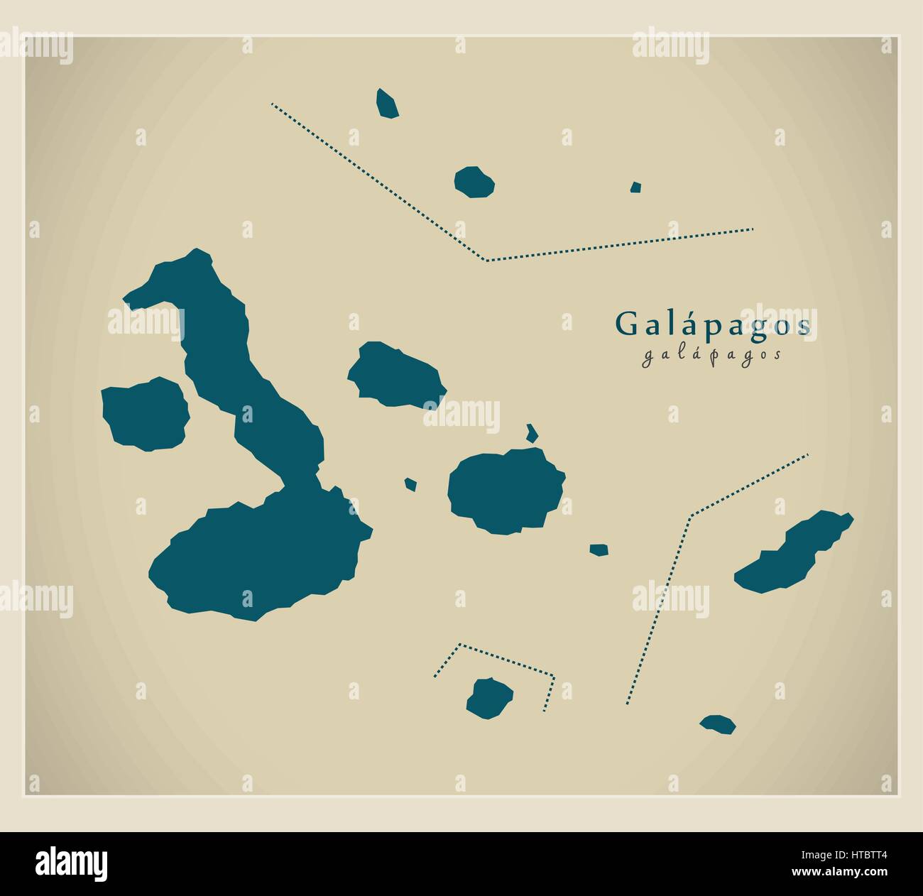 Mappa moderno - Isole Galapagos CE illustrazione silhouette Illustrazione Vettoriale