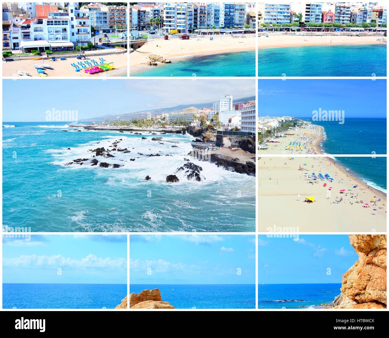 Collage di foto di viaggi da le vacanze sulla spiaggia e sul mare. Foto Stock