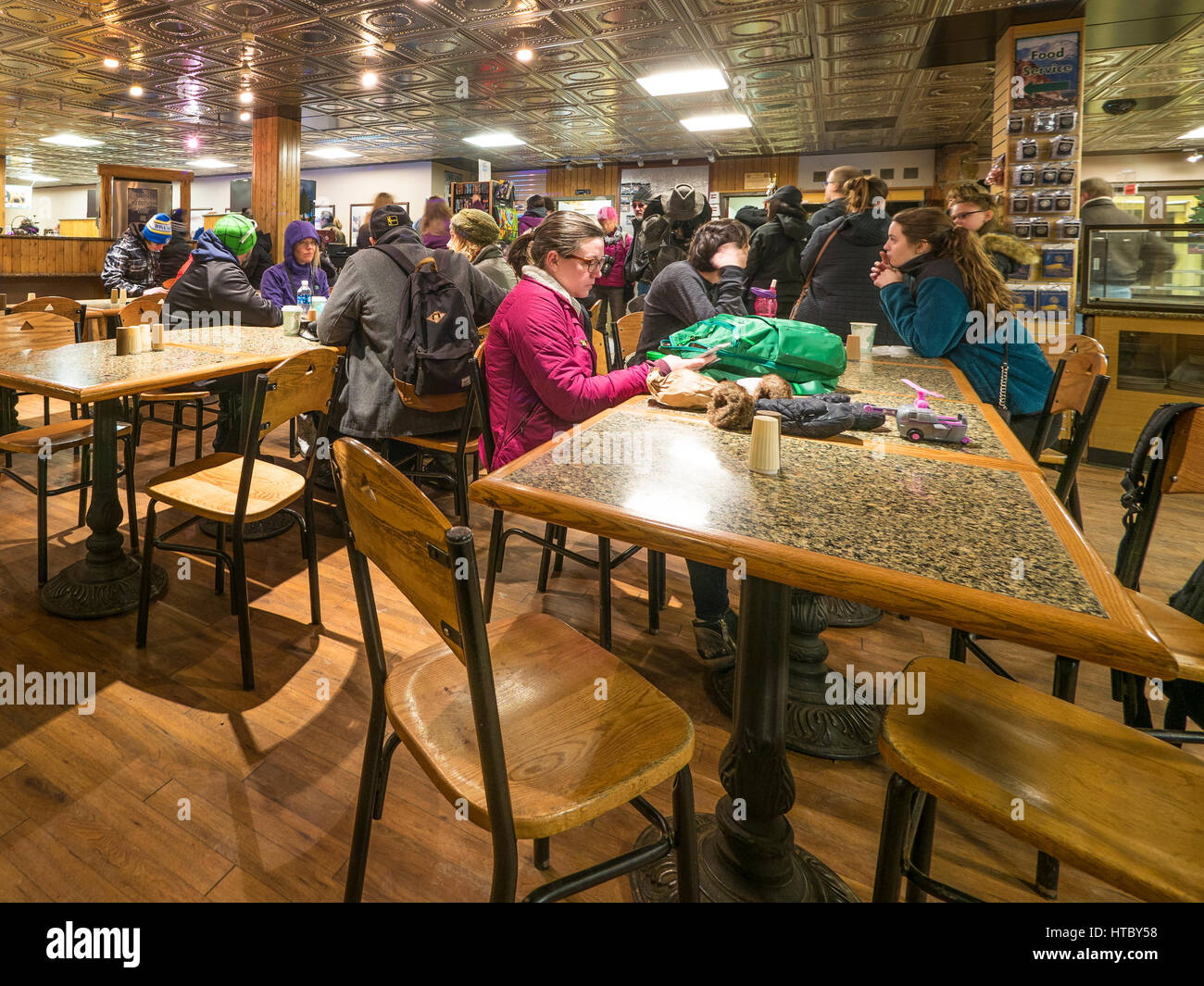 All'interno di Pikes Peak Summit House, Manitou e Pike Peak Cog Railway, Colorado. Foto Stock