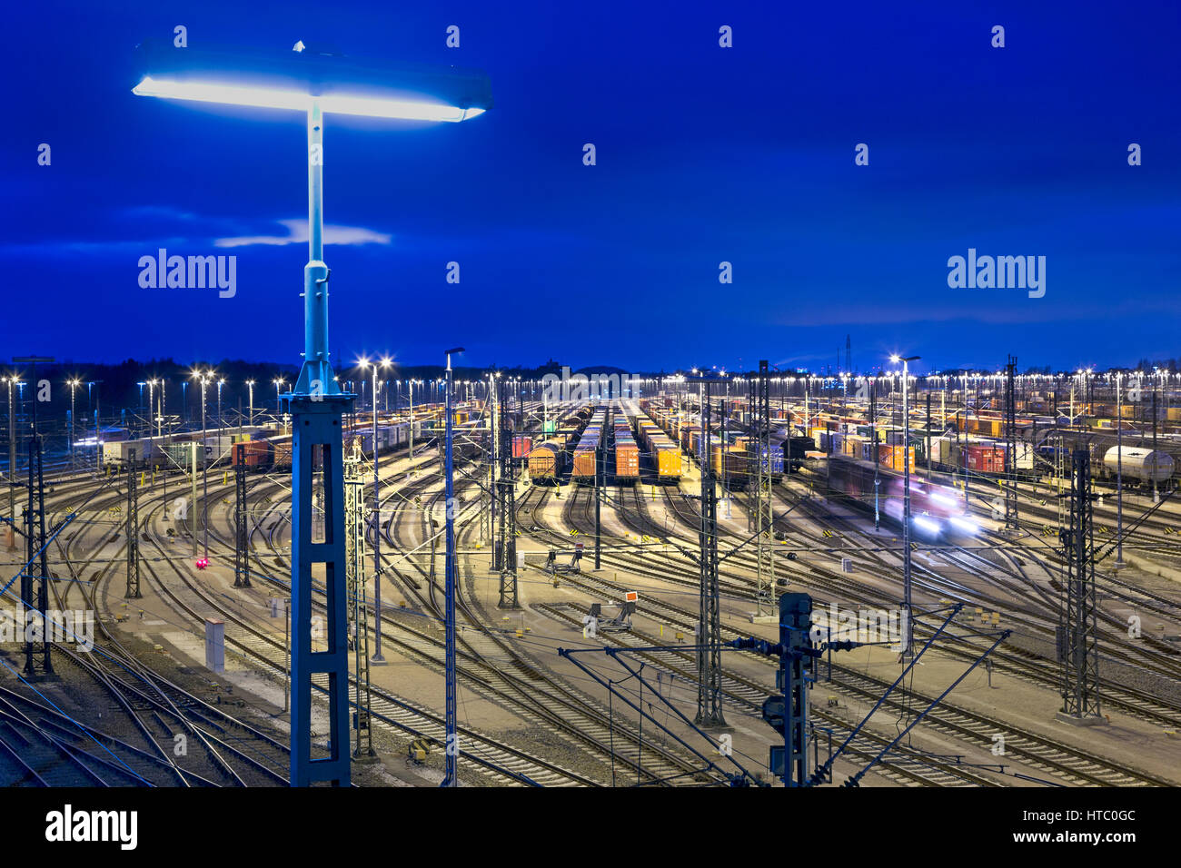 Parcheggiato vagoni merci presso la stazione ferroviaria di Maschen, Bassa Sassonia, Germania, Europa Foto Stock