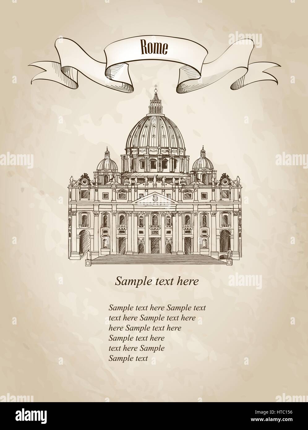 La città di Roma San Pietro cattedrale. Viaggiare in Italia segno distintivo del Vaticano Illustrazione Vettoriale