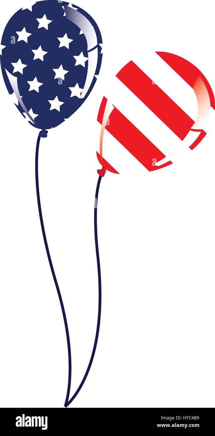 Con palloncino a stelle e strisce icona Illustrazione Vettoriale