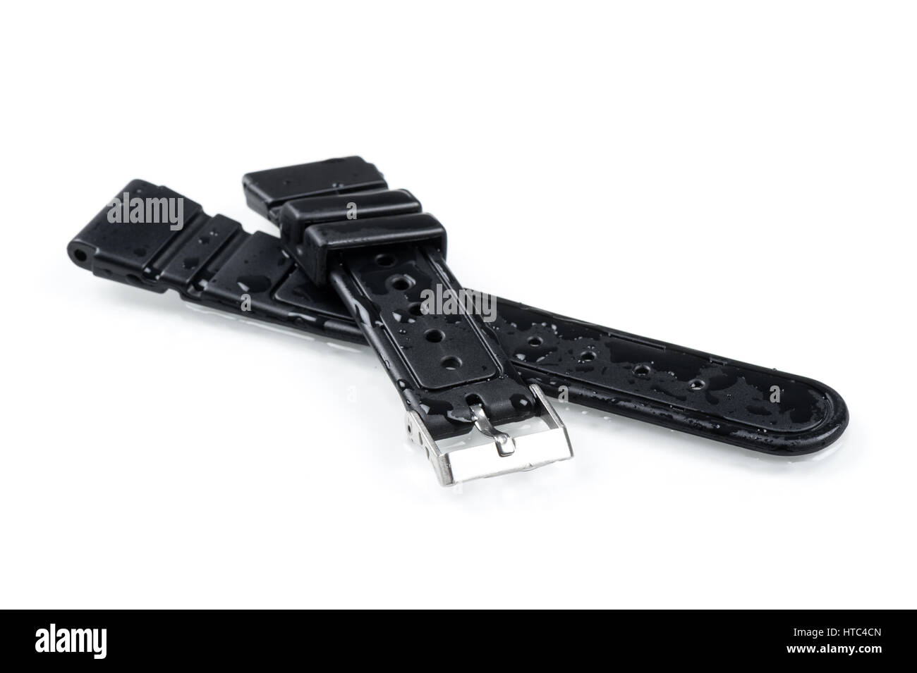 Nero in gomma watch band cinturino per orologio subacqueo Foto Stock