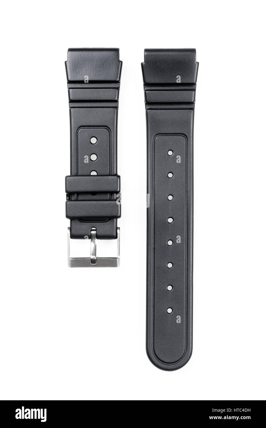Nero in gomma watch band cinturino per orologio subacqueo Foto Stock