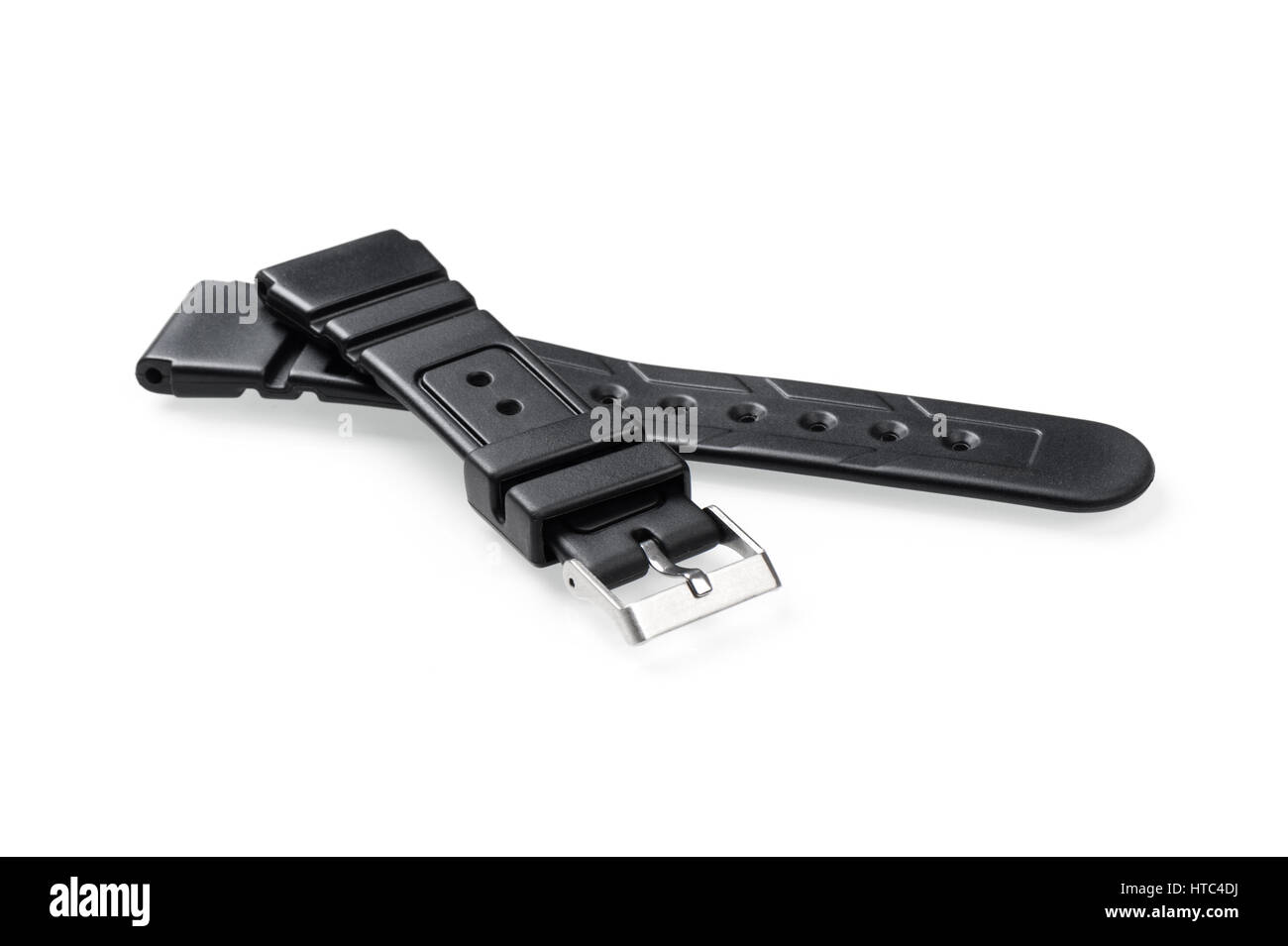 Nero in gomma watch band cinturino per orologio subacqueo Foto Stock