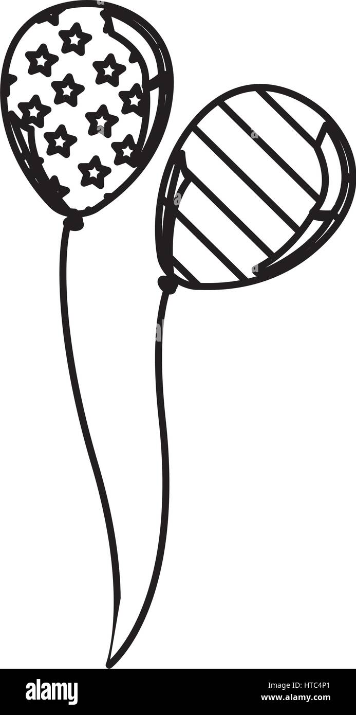 La figura palloncino con stelle e strisce icona Illustrazione Vettoriale