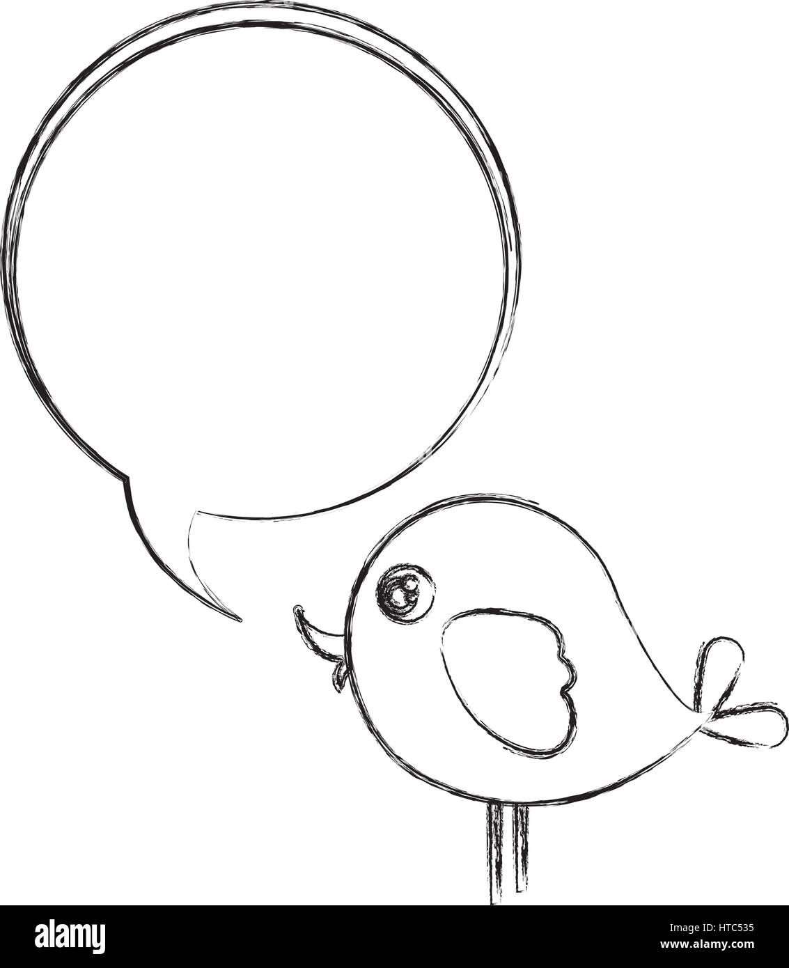 La figura bird con chat icona di bolle Illustrazione Vettoriale