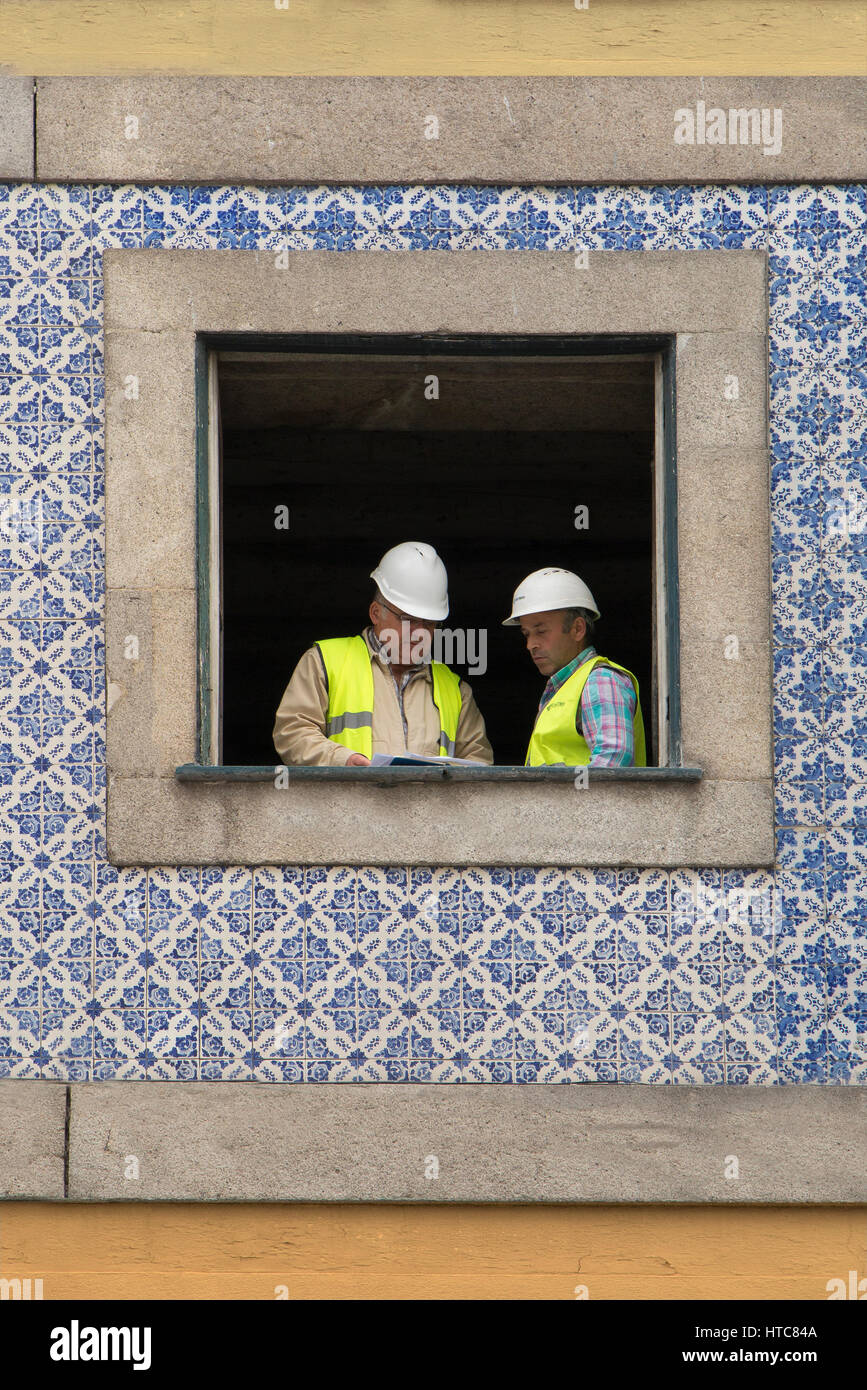 I lavori di costruzione della Ribeira Porto Portogallo Foto Stock